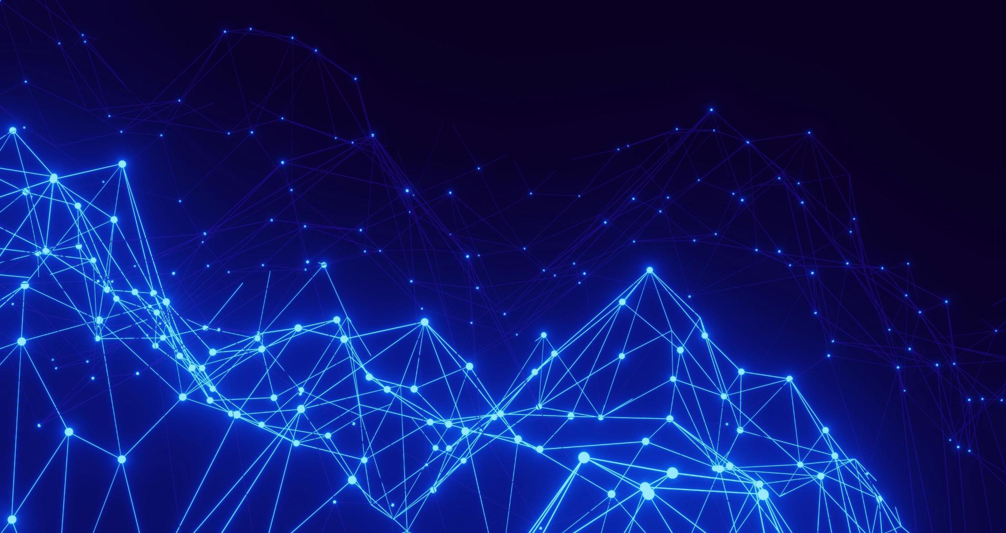Image of interconnecting blue lines with dots by Conny Schneider